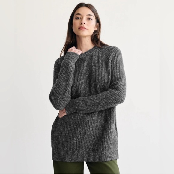 Jenni Kayne Oversized Cashmere Fisherman Sweater Charcoal Grey Size Medium - Picture 5 of 9